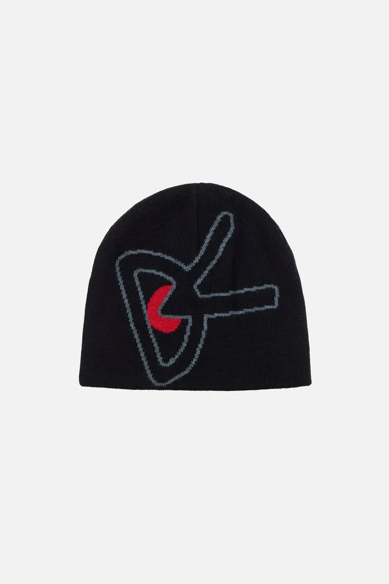 Merino Wool Beanie - Black/Red