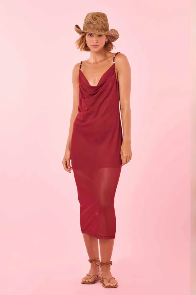 Midi Dress Tule Vinho