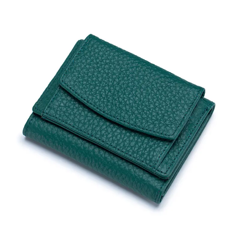 Mini portefeuille femme en cuir grainé, format compact