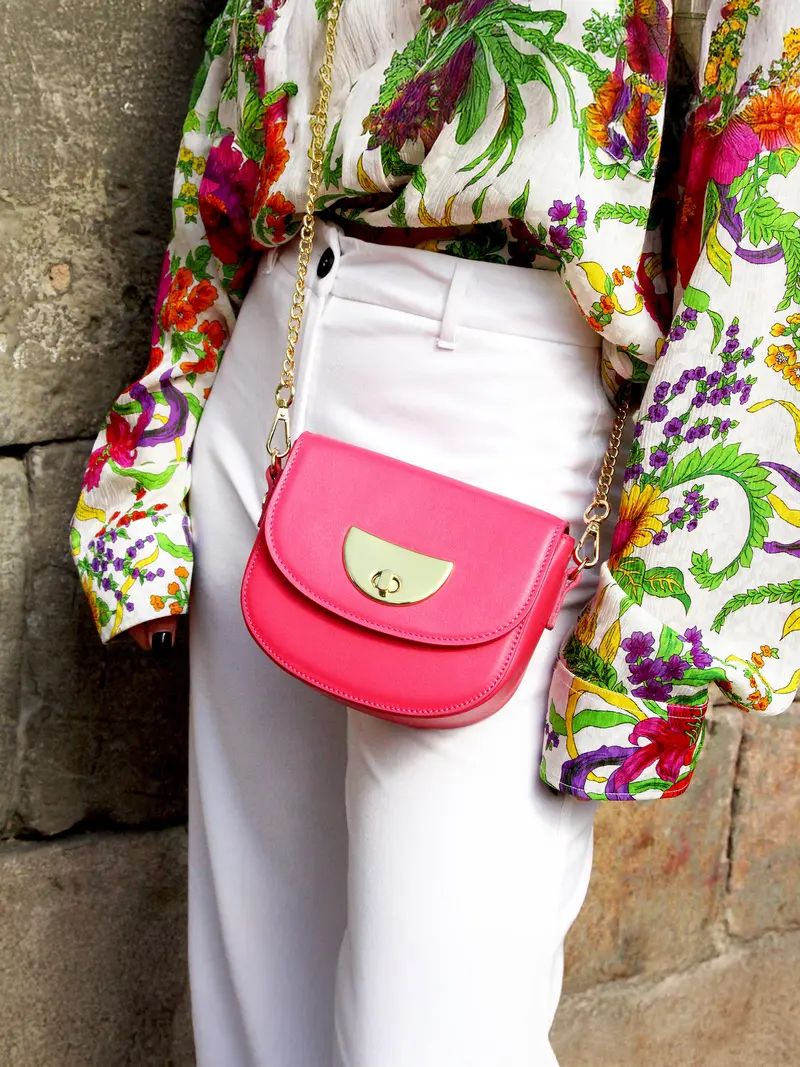 Mini sac cuir fushia