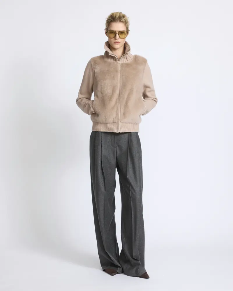 Mink fur and Merino knit jacket