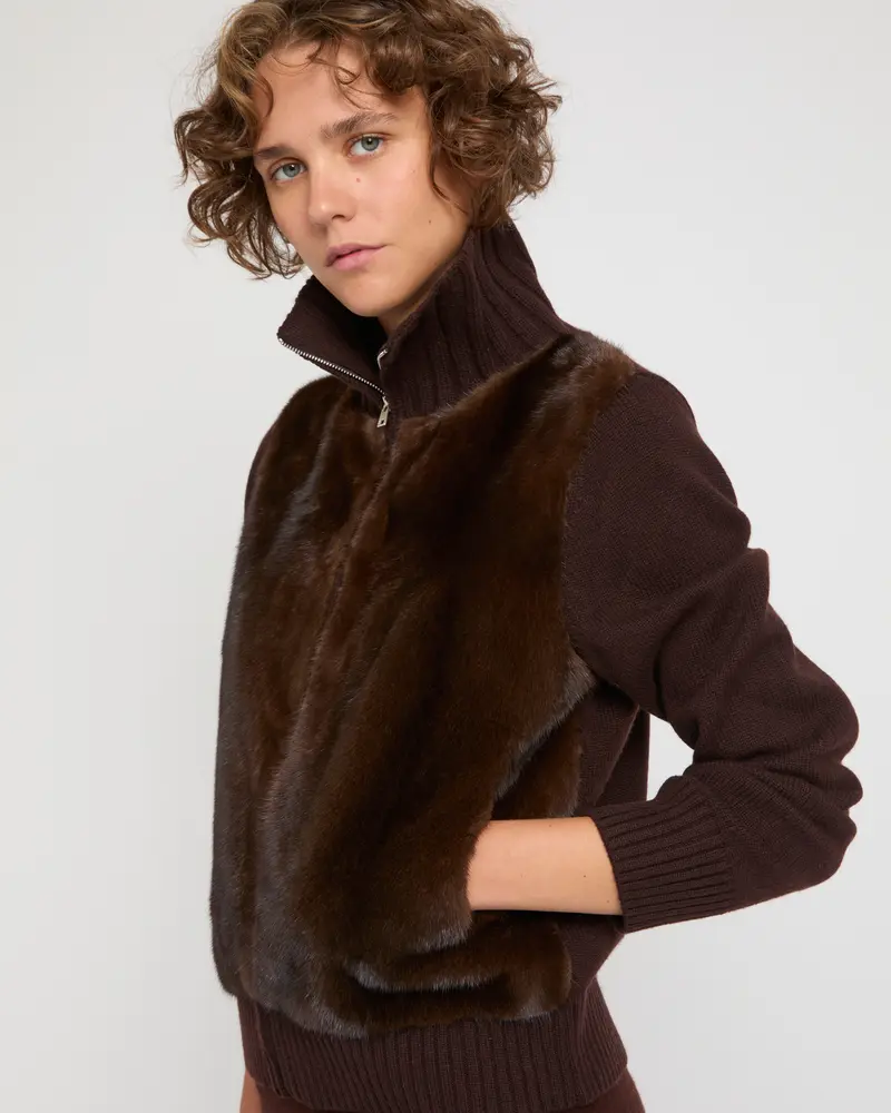 Mink fur and Merino knit jacket