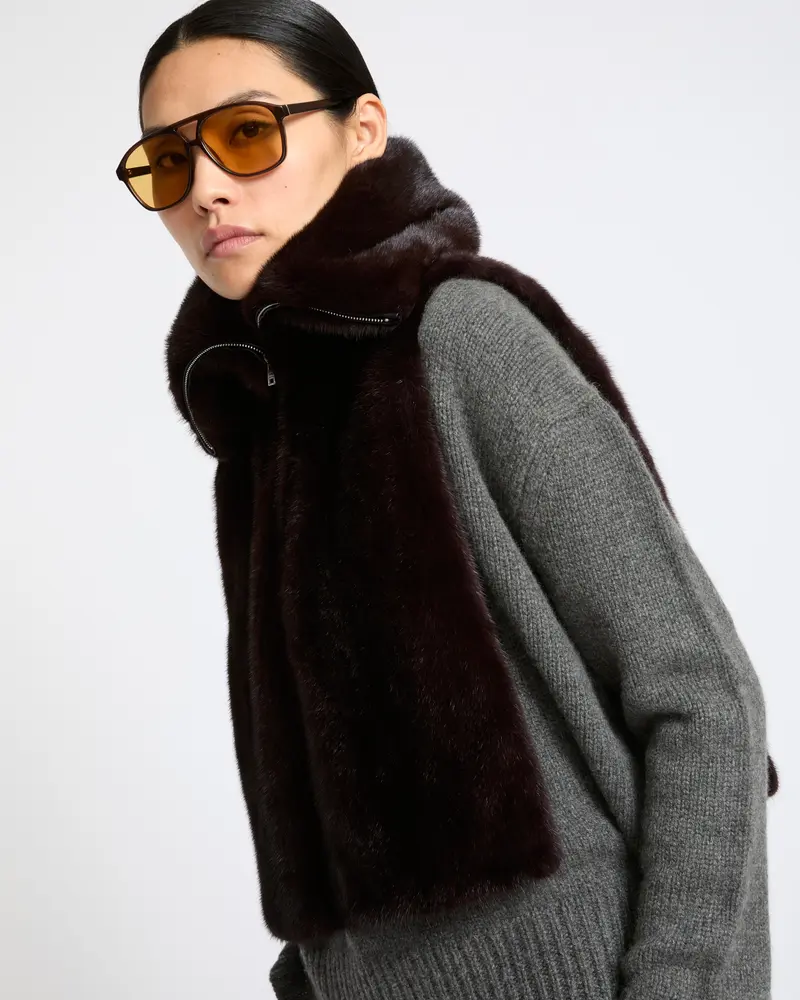 Mink fur bib
