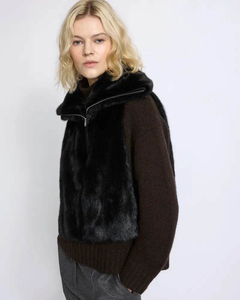 Mink fur bib