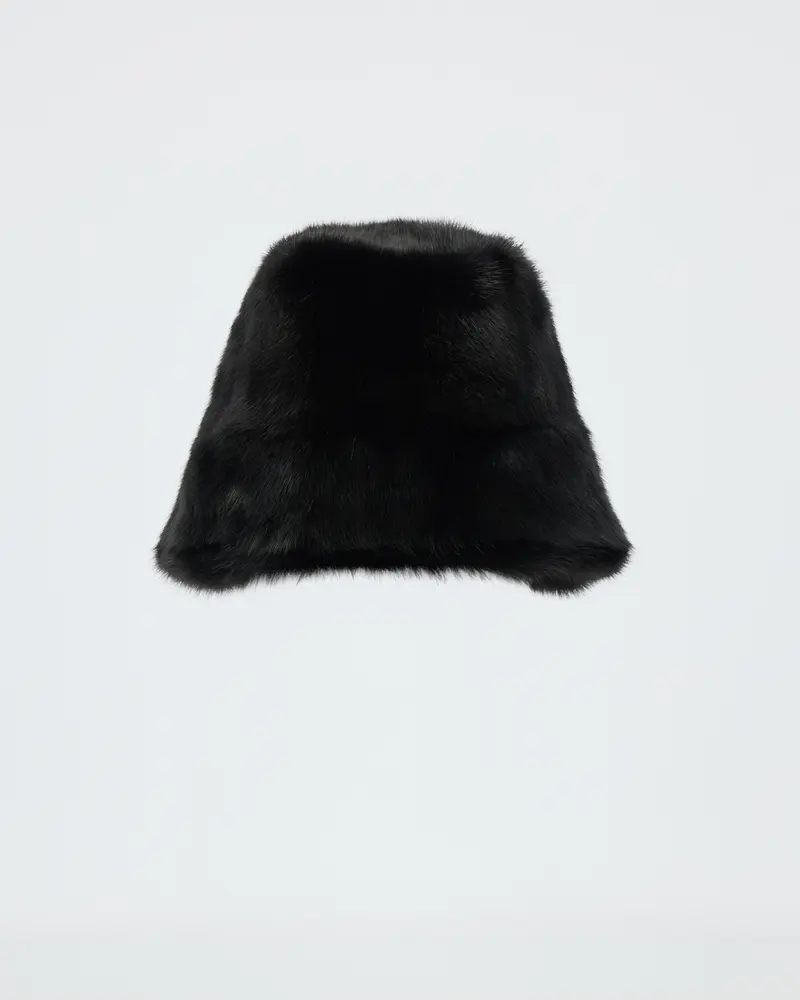 Mink fur bucket hat