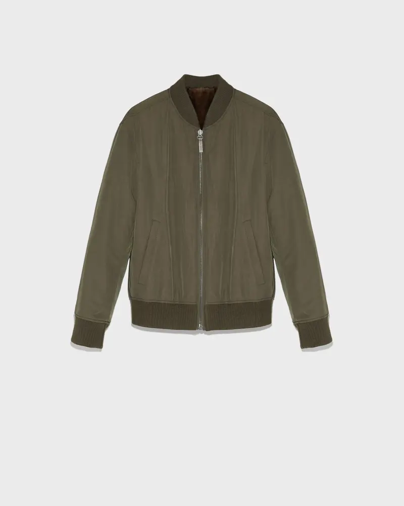 Mink reversible technical fabric varsity jacket