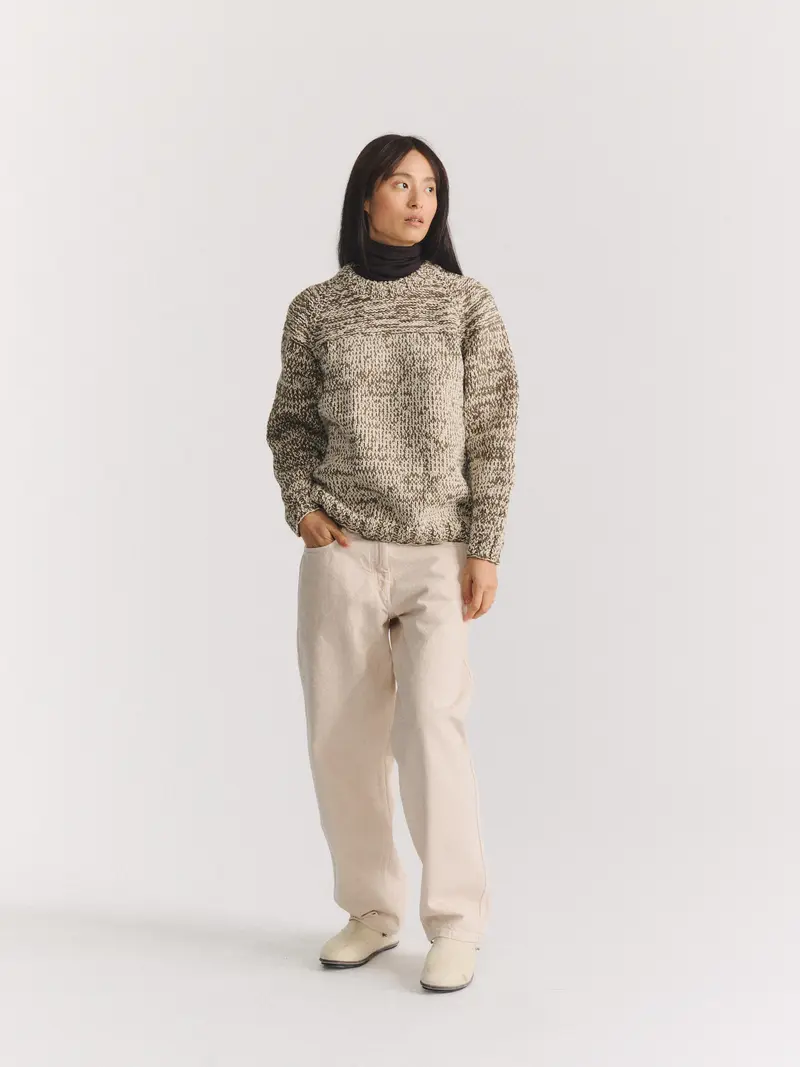 MIX STITCH JUMPER - KHAKI/CHALK