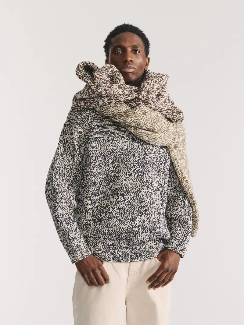 MIX STITCH JUMPER - NAVY/CHALK