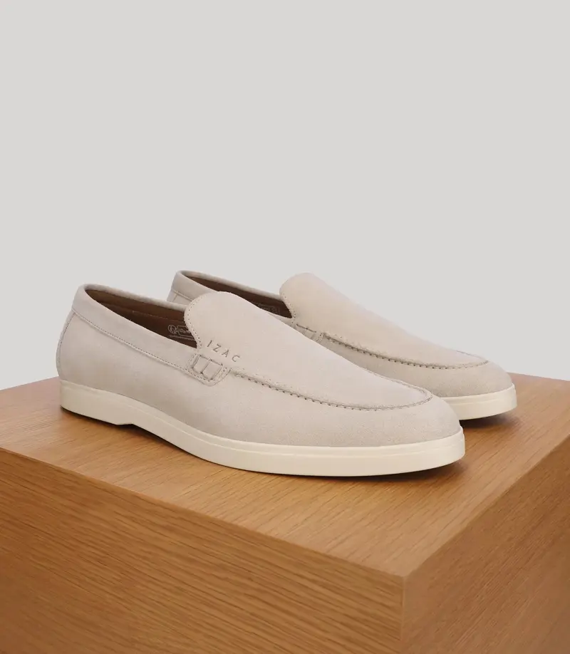 Mocassin casual en suède  écru