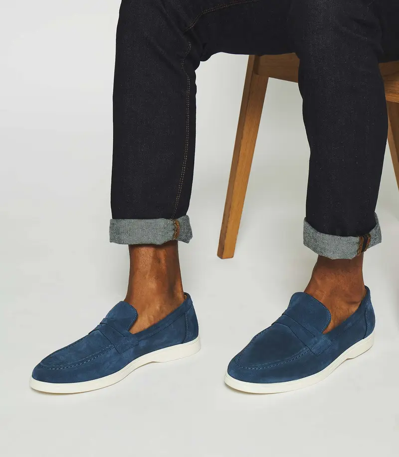 Mocassin en daim bleu EMILE