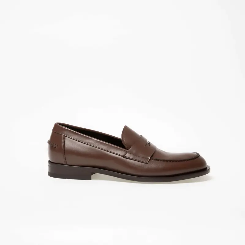 Mocassin Rudolph en cuir de veau lisse chocolat