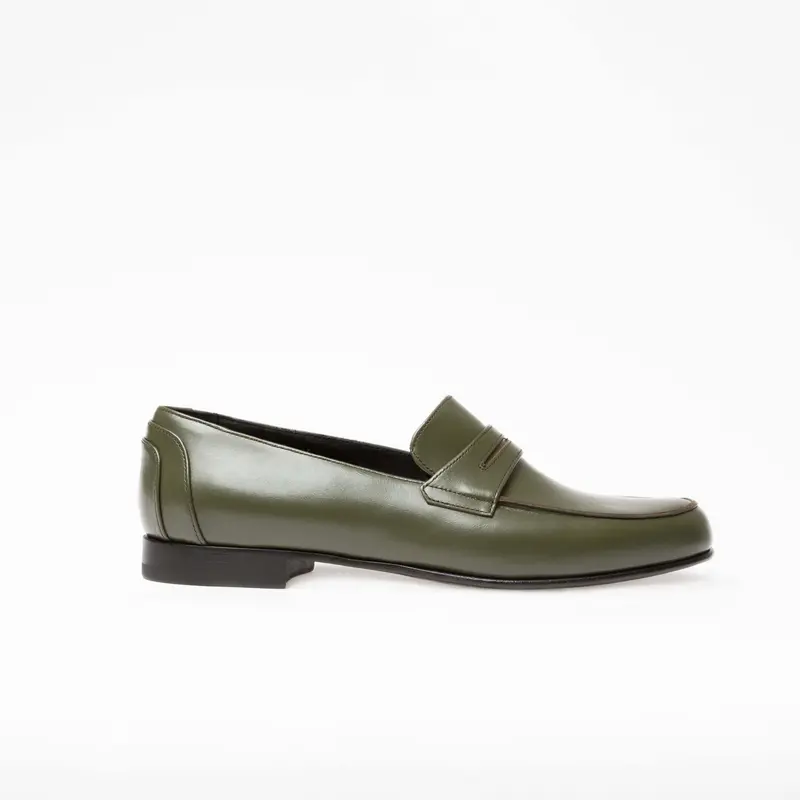 Mocassin Serge en cuir de veau lisse vert