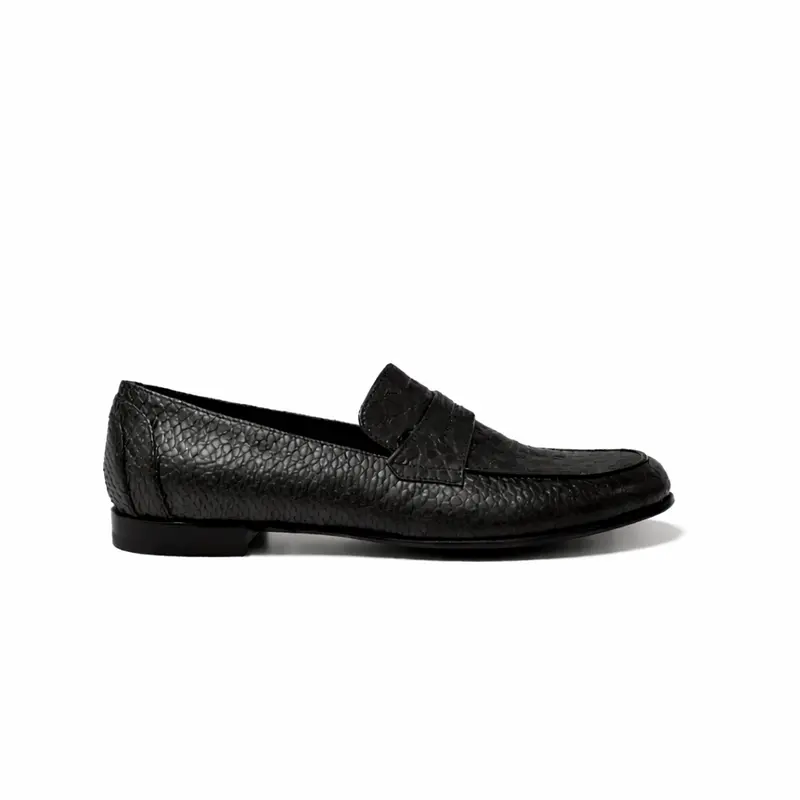 Mocassin Serge en cuir embossé python noir