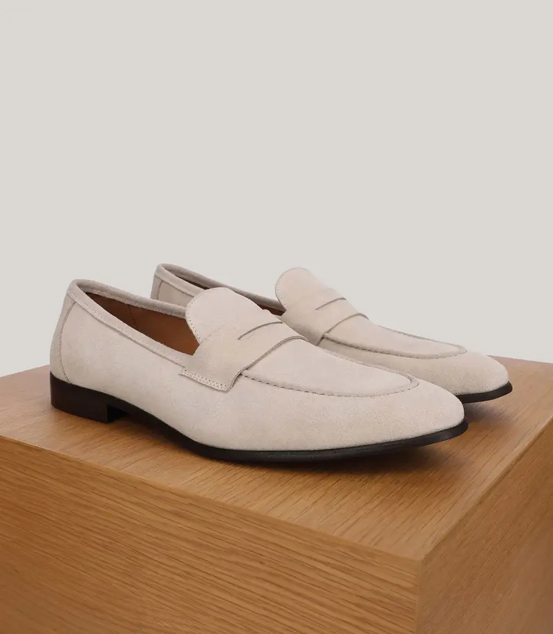 Mocassin ville en suède écru