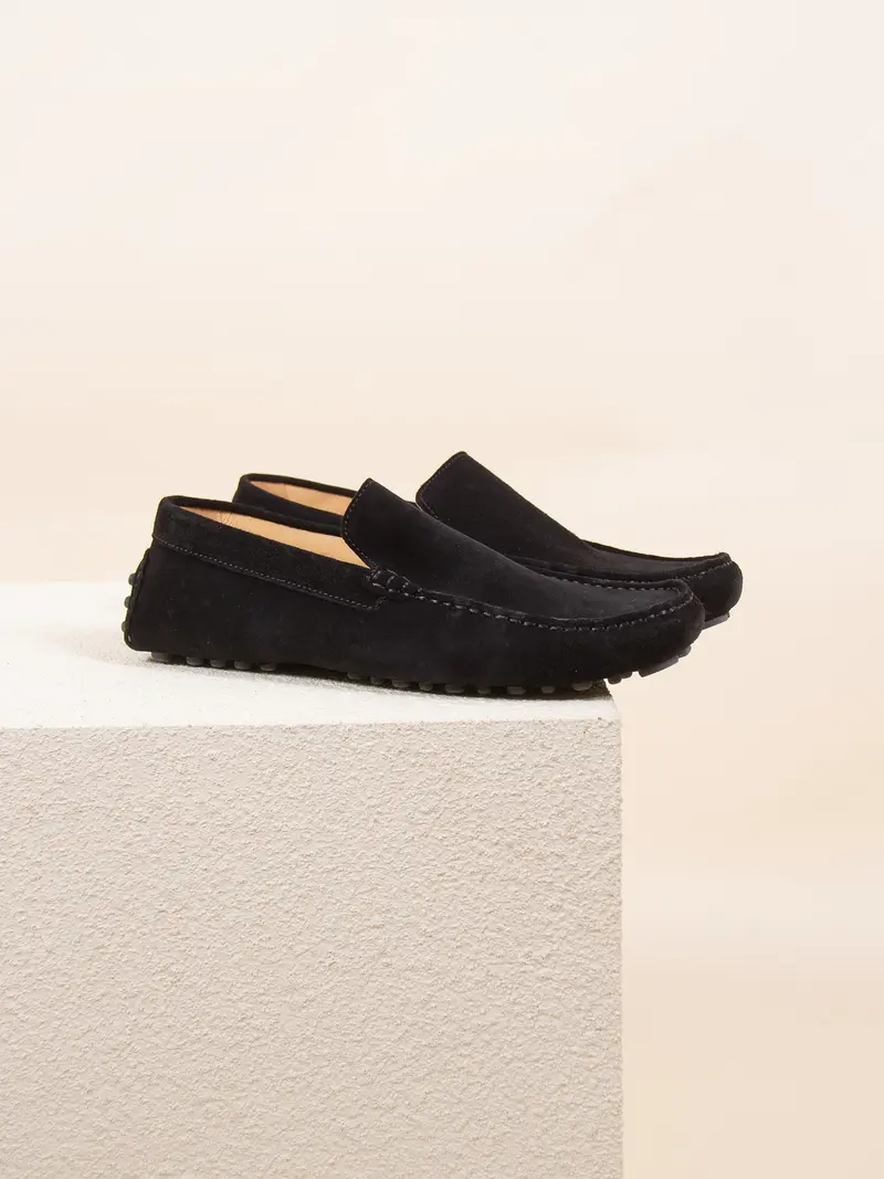 Mocassins cuir daim noir