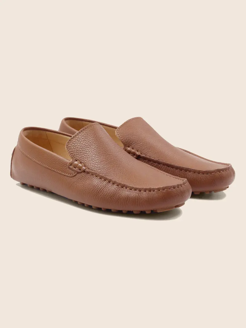 Mocassins cuir grainé cognac