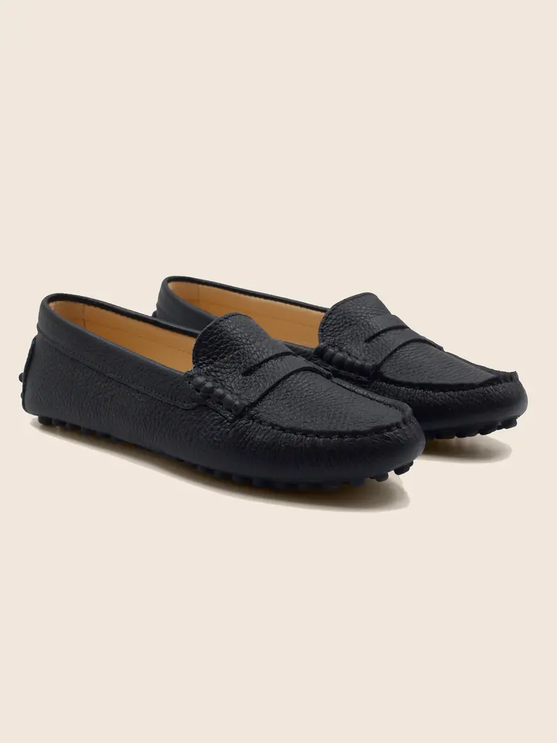 Mocassins cuir grainé noir