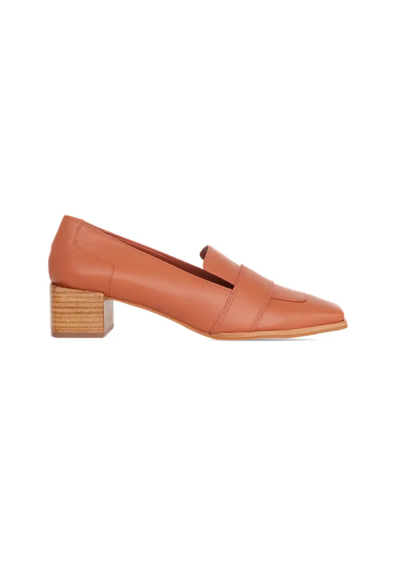 Mocassins Cuir Veau Louro Talon Bloc — Mangárá
