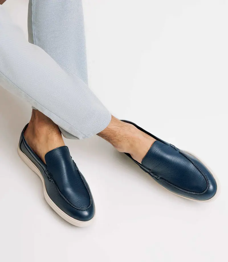 Mocassins en cuir marine
