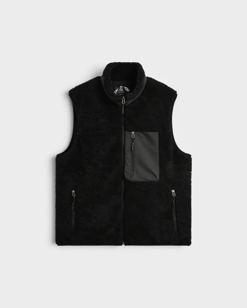 Mountain Boa Fleece High-Neck Vest Black