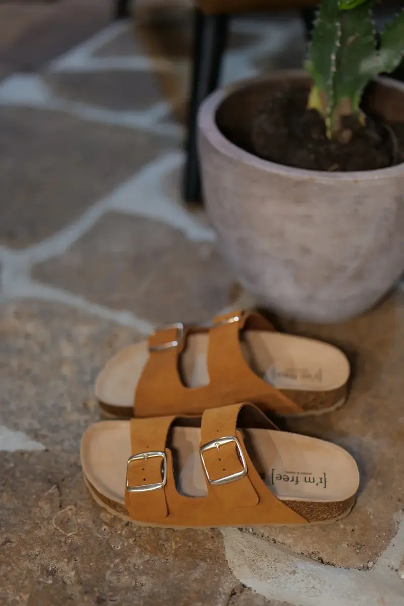 Mules en cuir camel - I'm free légères et confortables