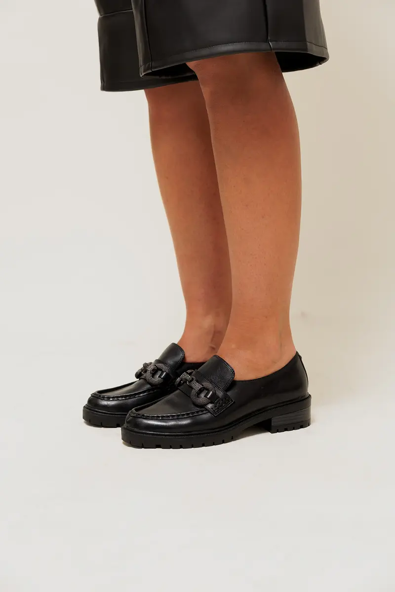 NADIA - Mocassins Crantés en Cuir Noir
