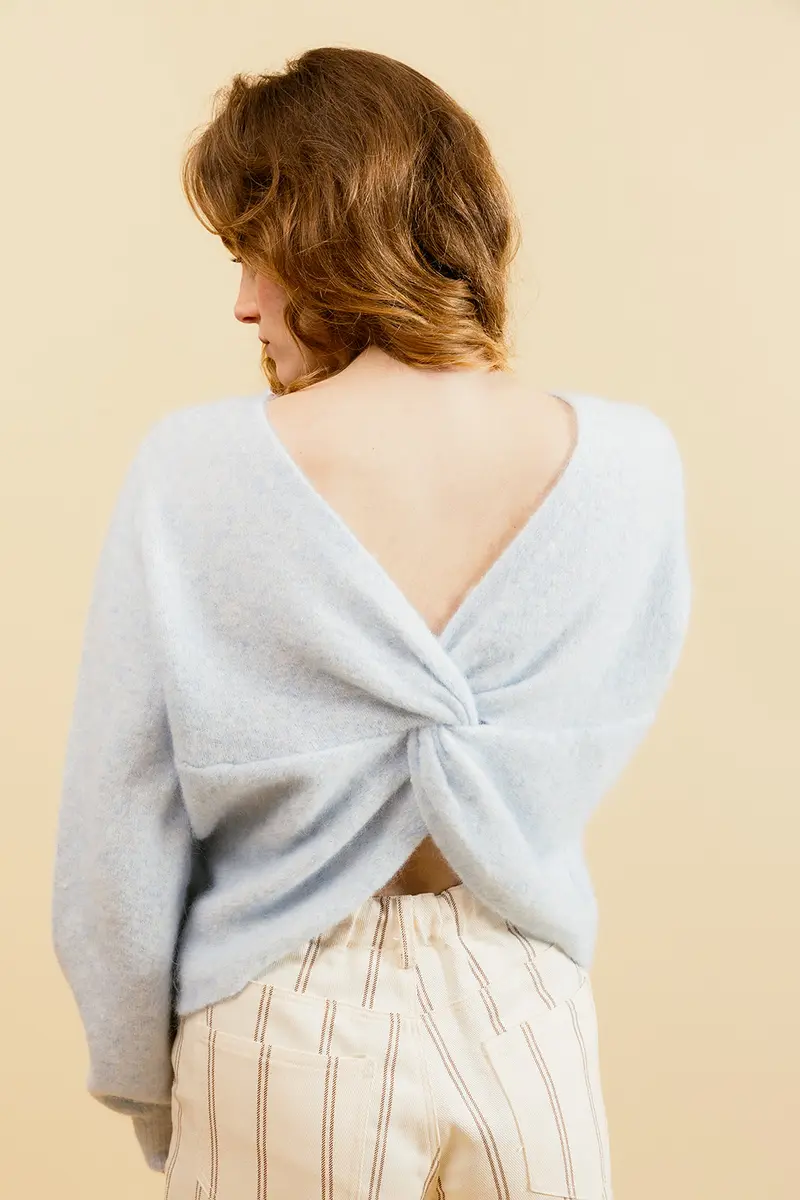 NATE - Pull Ciel en Maille Torsadée Femme