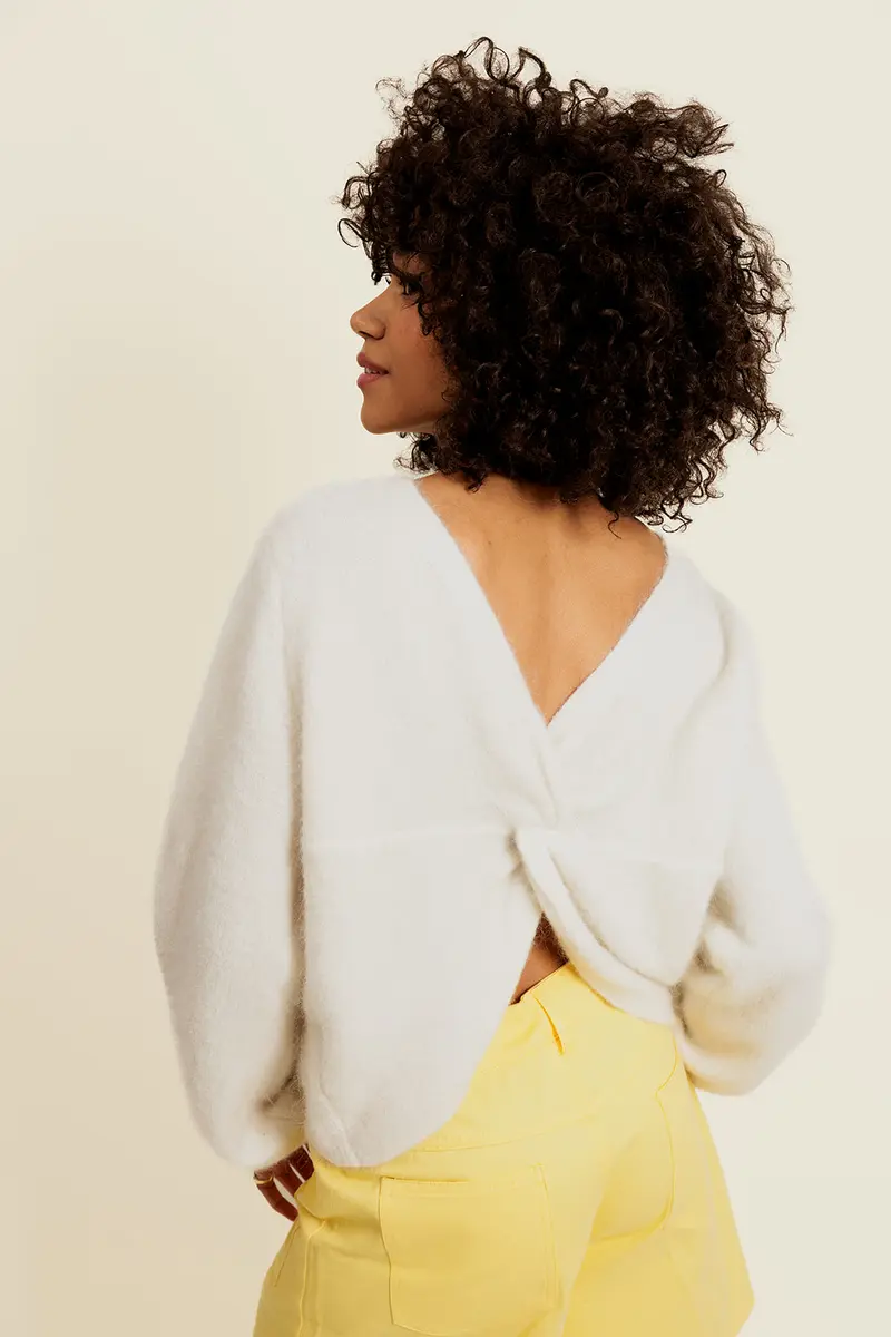 NATE - Pull Écru en Maille Torsadée Femme
