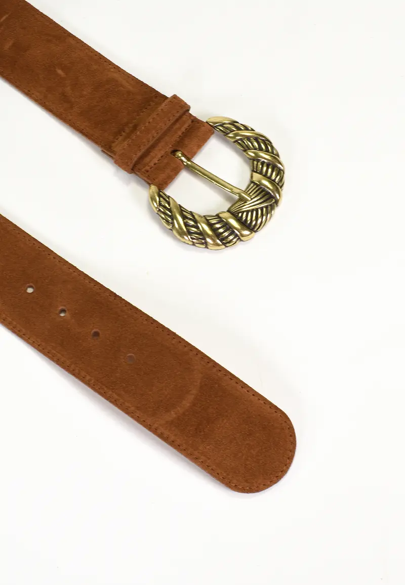 NÉORA- Ceinture Camel en Cuir Femme