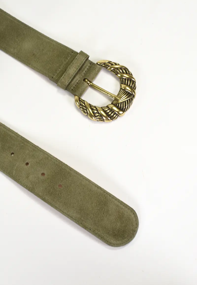 NÉORA- Ceinture Kaki en Cuir  Femme