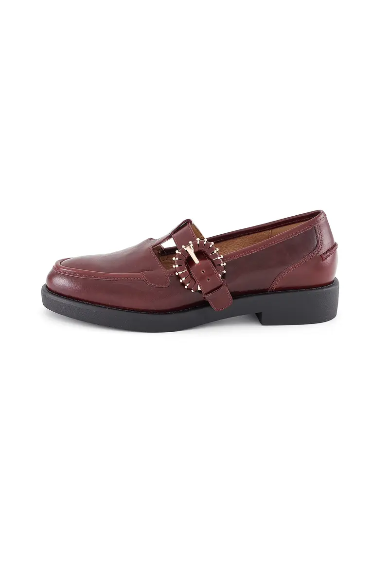 NINE - Mocassins à Bride en Cuir Marron