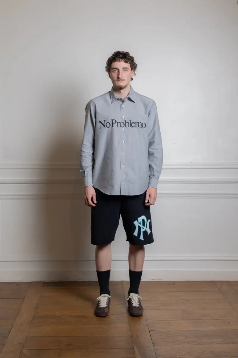 No Problemo LS Stripe Oxford Shirt Charcoal