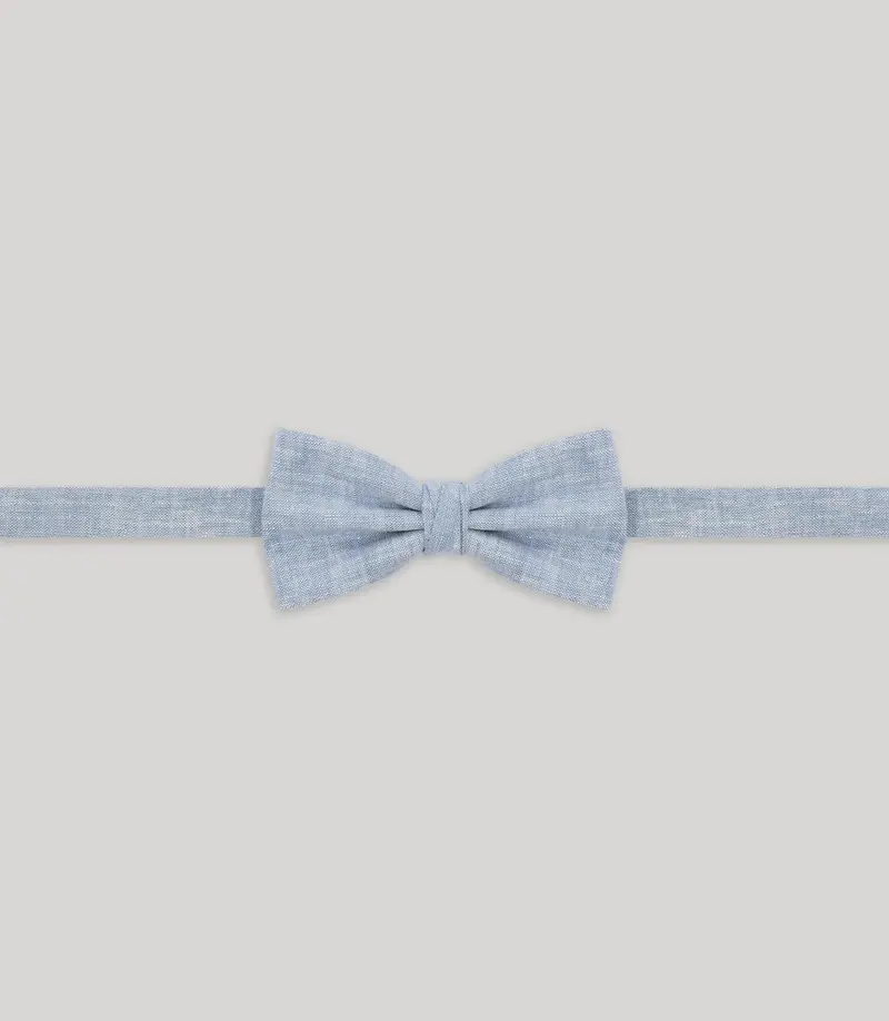 Nœud papillon 100% lin ciel