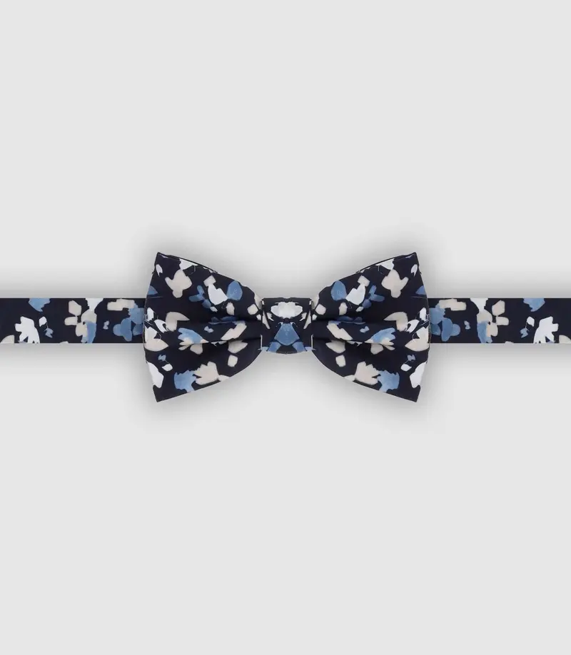 Nœud papillon à fleurs marine