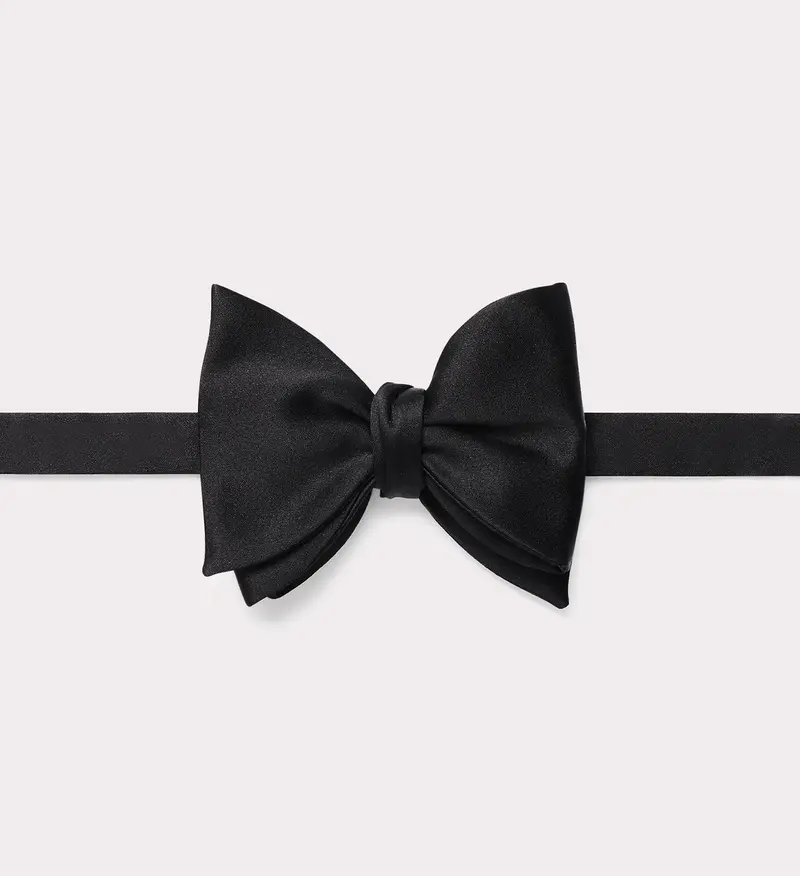NŒUD PAPILLON EN SATIN DE SOIE - NOIR