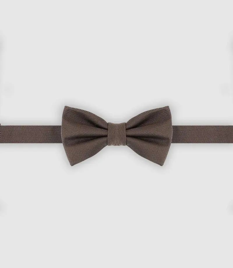 Nœud papillon en soie uni marron