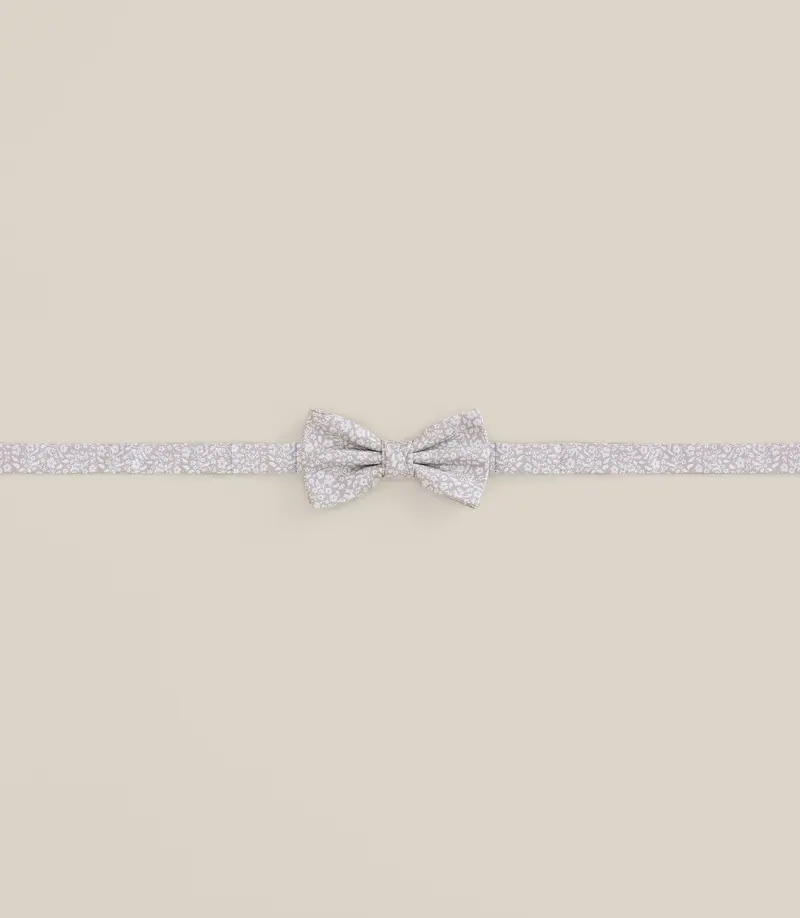 Noeud papillon fantaisie à fleurs beige
