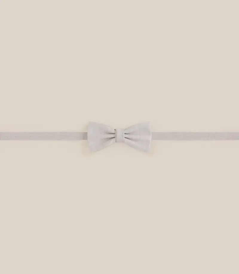 Noeud papillon tissu uni 100% lin beige