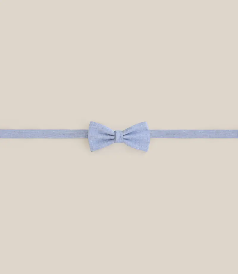 Noeud papillon tissu uni 100% lin bleu ciel