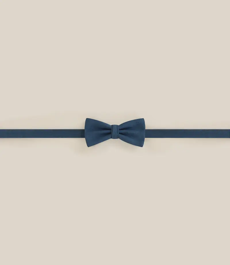 Noeud papillon tissu uni 100% lin bleu vert