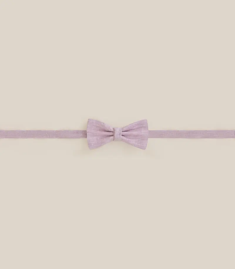 Noeud papillon tissu uni 100% lin rose