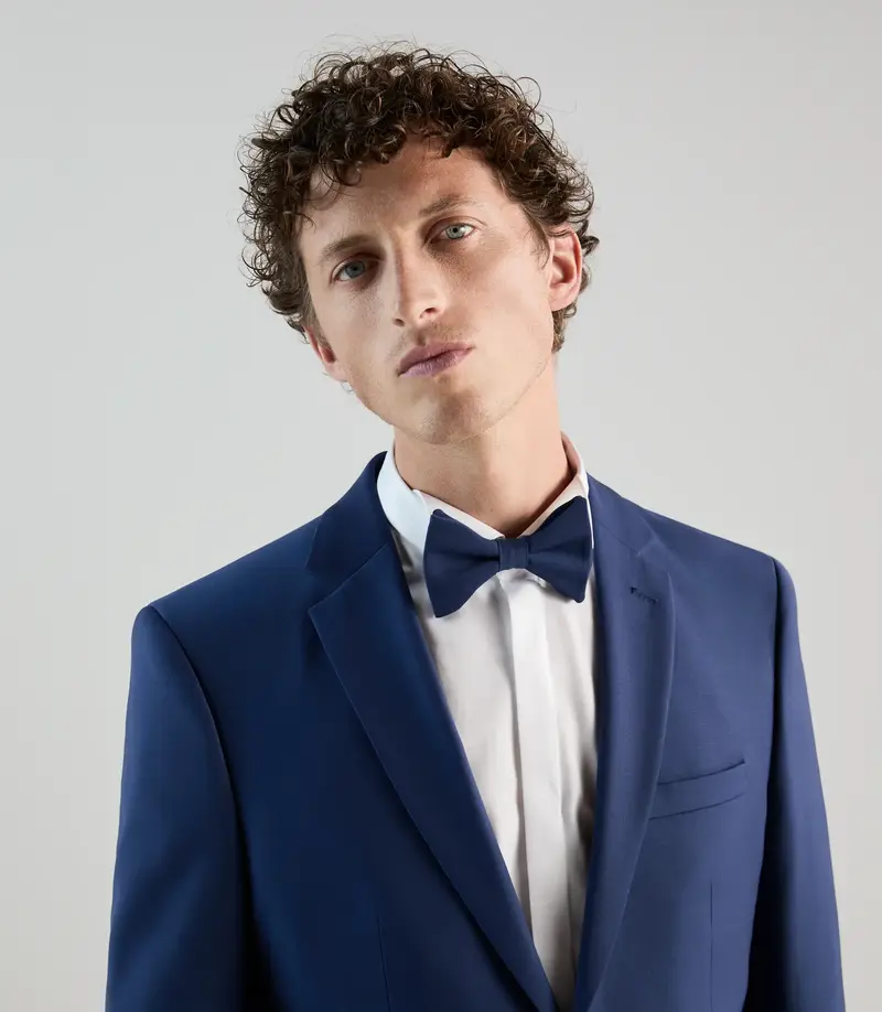 Nœud papillon uni bleu