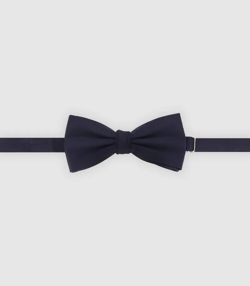 Nœud papillon uni en tissu marine