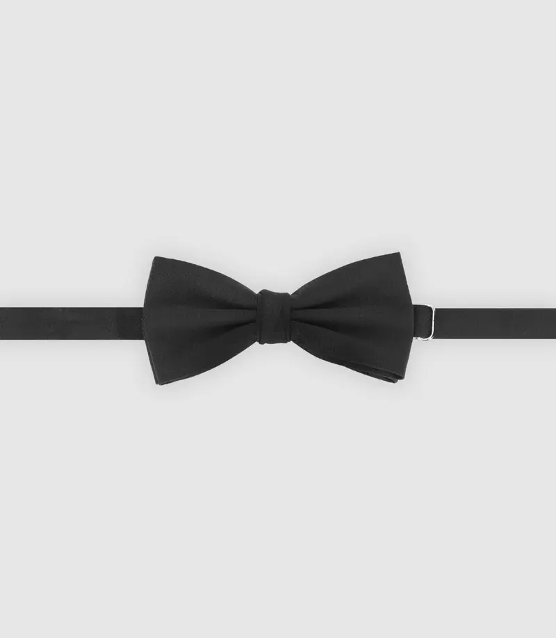 Nœud papillon uni en tissu noir