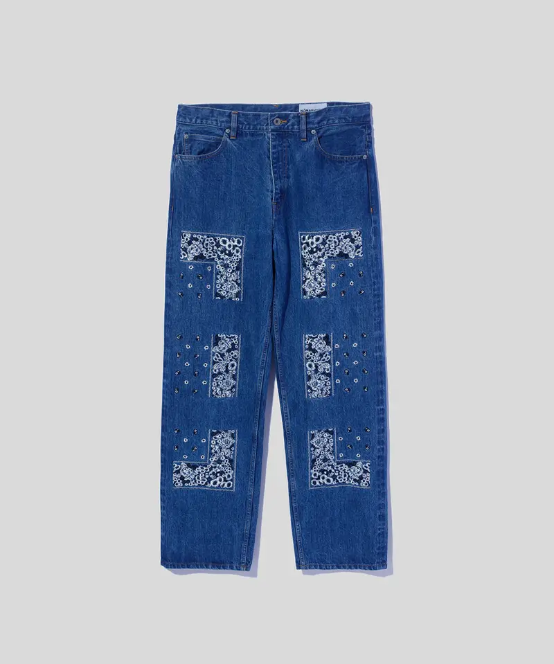 Nomarhythm Textile Bandana Embroidery Denim Pants