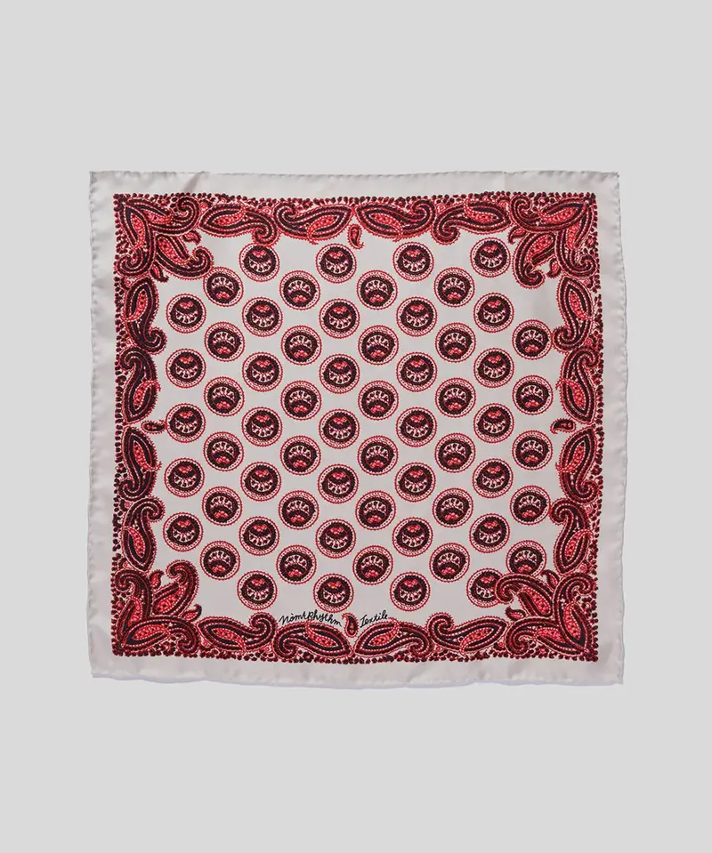 Nomarhythm Textile Beige Paisley Silk Bandana Scarf