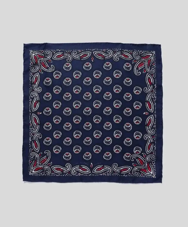 Nomarhythm Textile Navy Paisley Silk Bandana Scarf