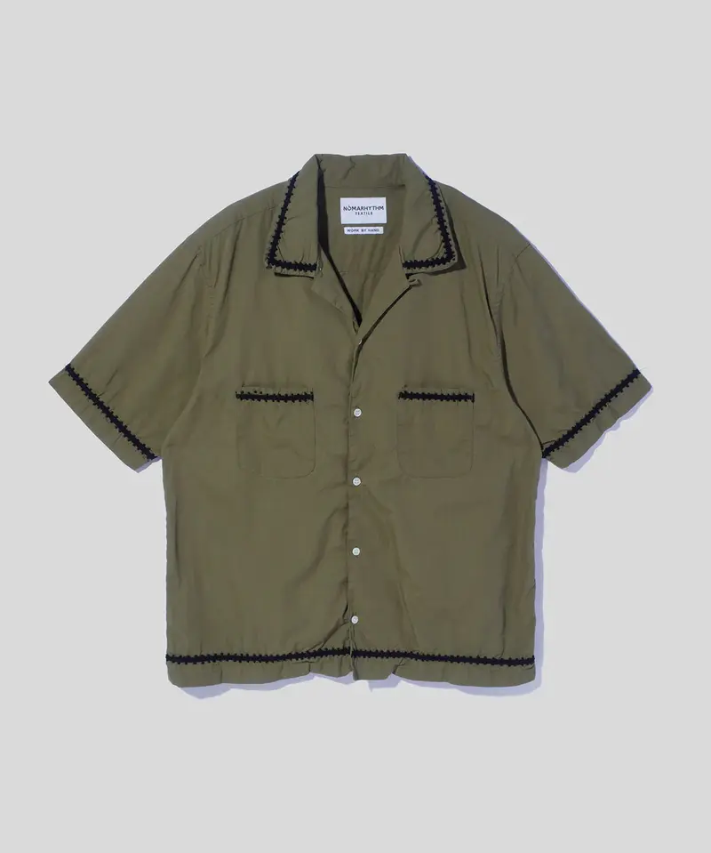 Nomarhythm Textile Olive Embroidery Shirt