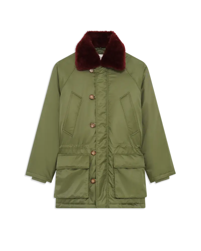 Nylon Parka Amovible Fake Fur Collar