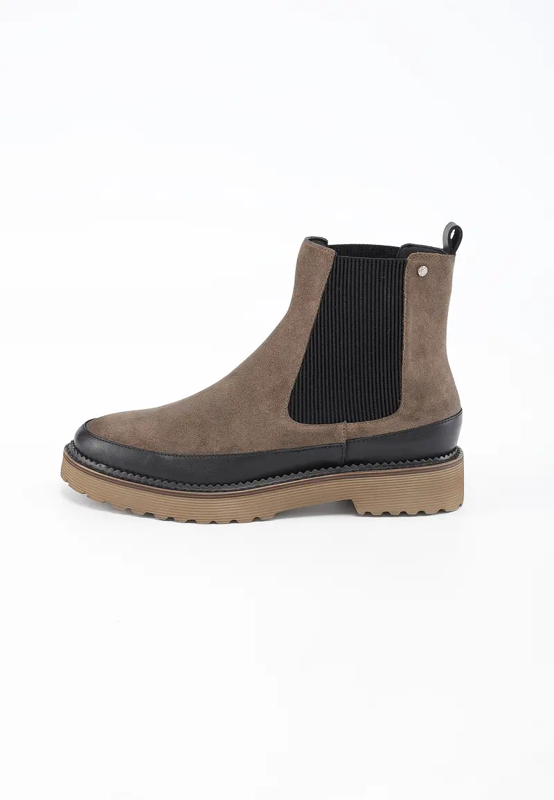 OLIVIA - Bottines Chelsea en Croûte de Cuir Taupe